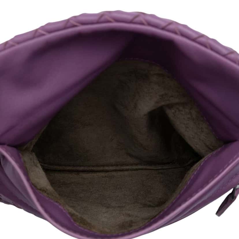 Bottega Veneta Mini Nappa Intrecciato Expandable Chain Flap Crossbody Purple Leather Good condition - Model View