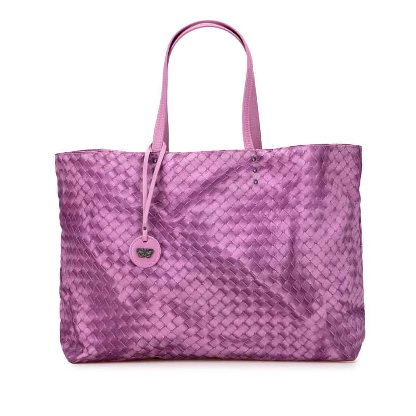 Bottega Veneta Nylon Intrecciolusion Tote Purple Good condition - Front View