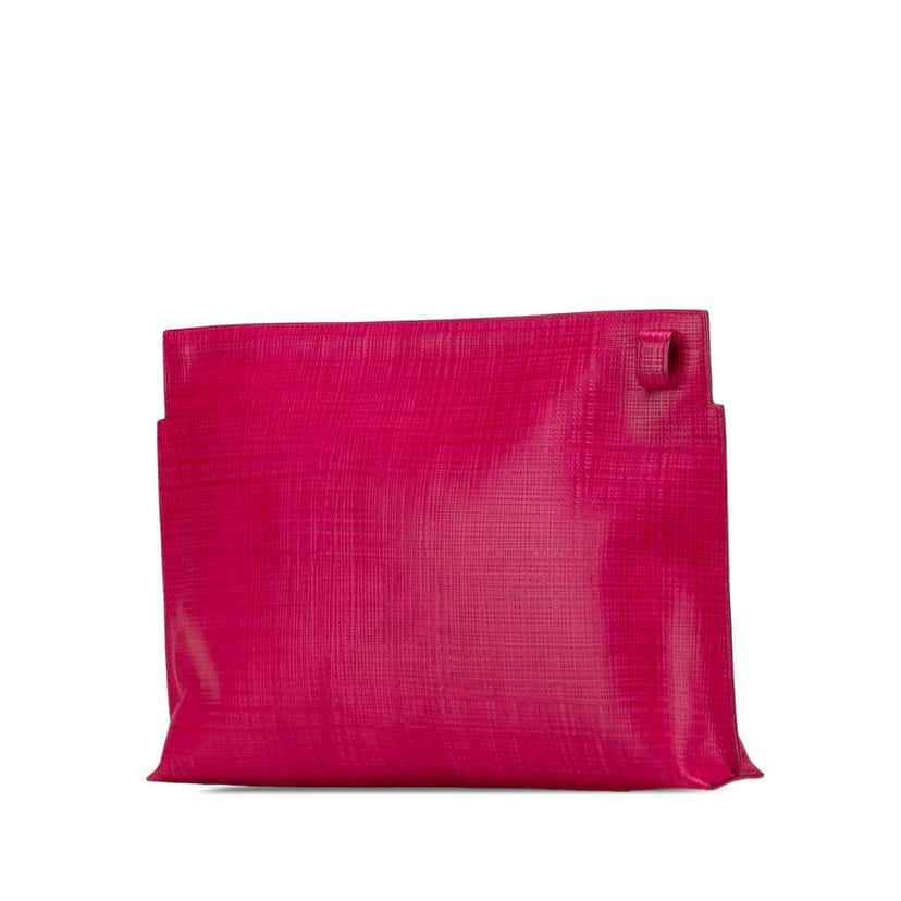Loewe Large Linen Embossed Patent Anagram Repeat T Pouch Pink Leather Good condition - Back View