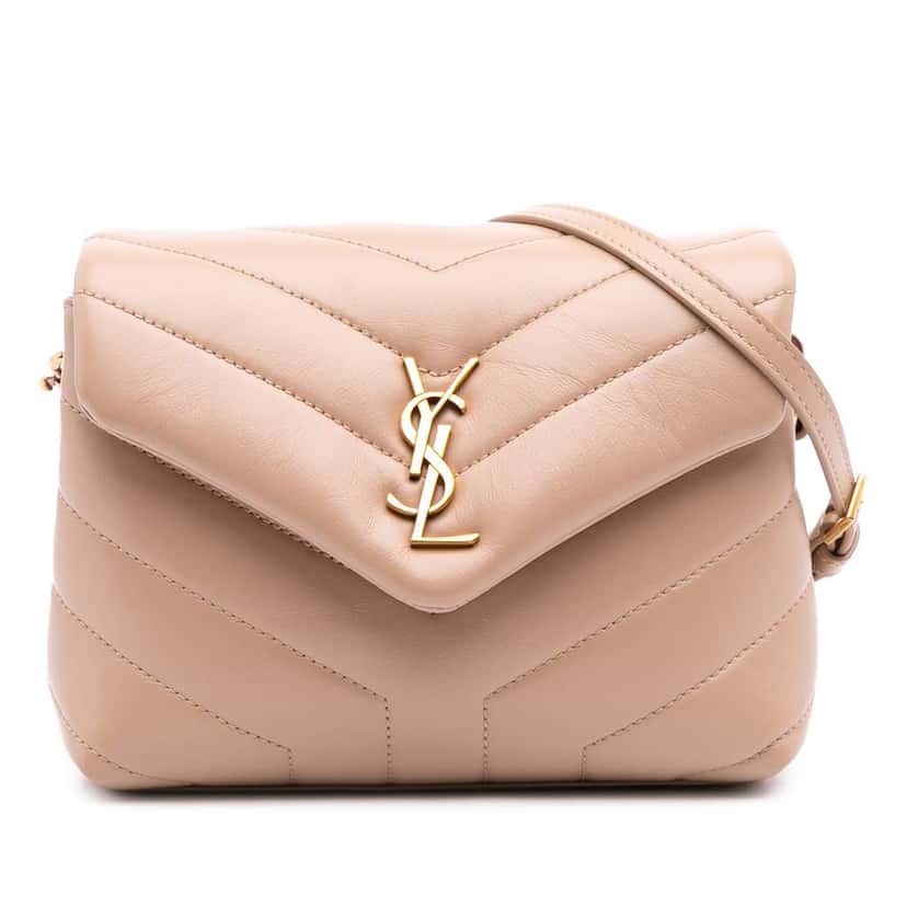 Saint Laurent Toy Matelasse Leather Monogram LouLou Crossbody Brown Leather Good condition - Front View