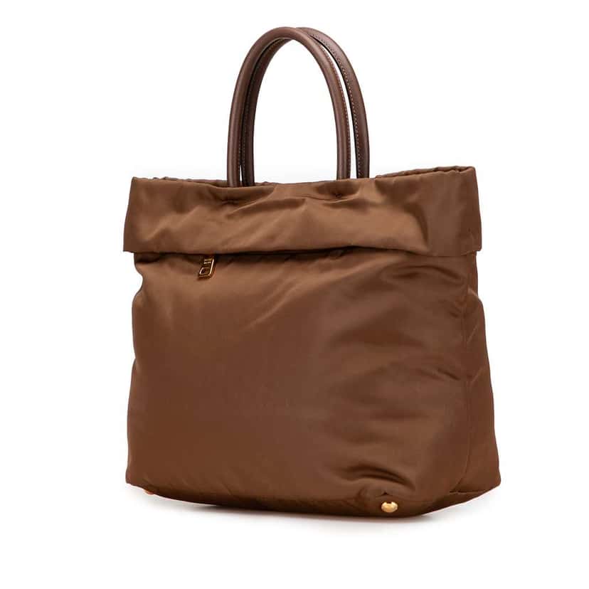 Prada Tessuto Convertible Shopping Tote Brown Good condition - Back View