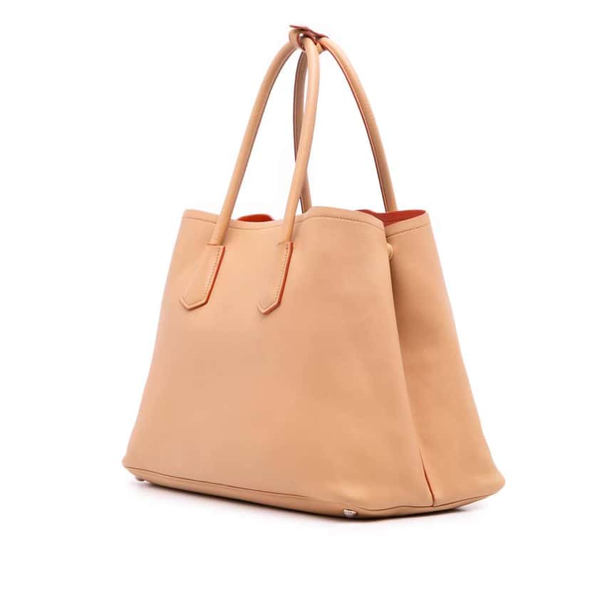 Prada Large City Calf Double Satchel Orange Leather Good condition - Back View