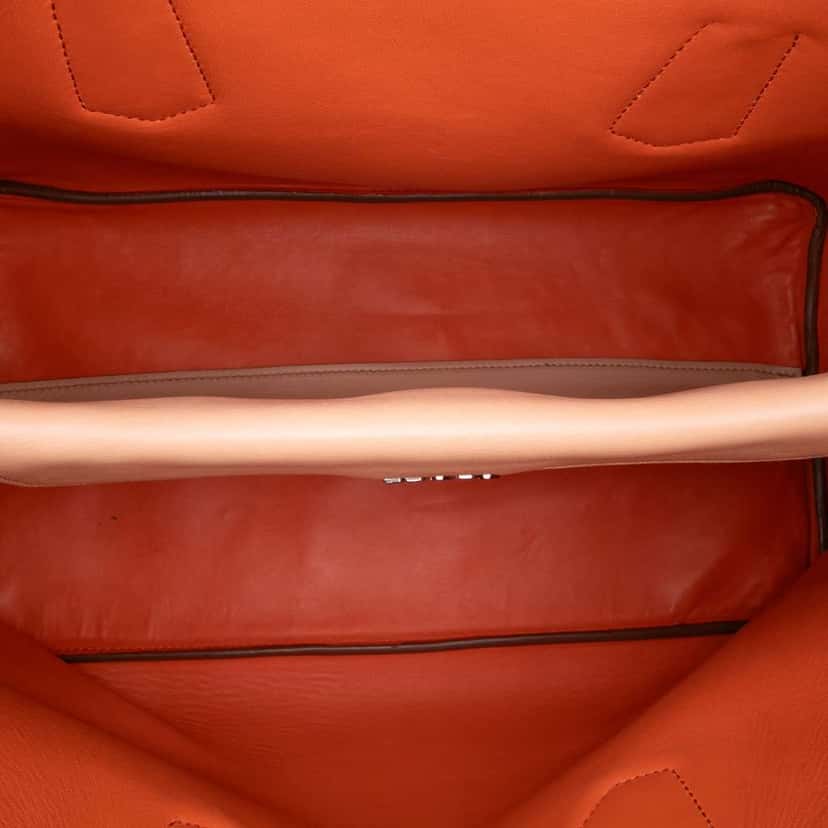 Prada Large City Calf Double Satchel Orange Leather Good condition - Model View