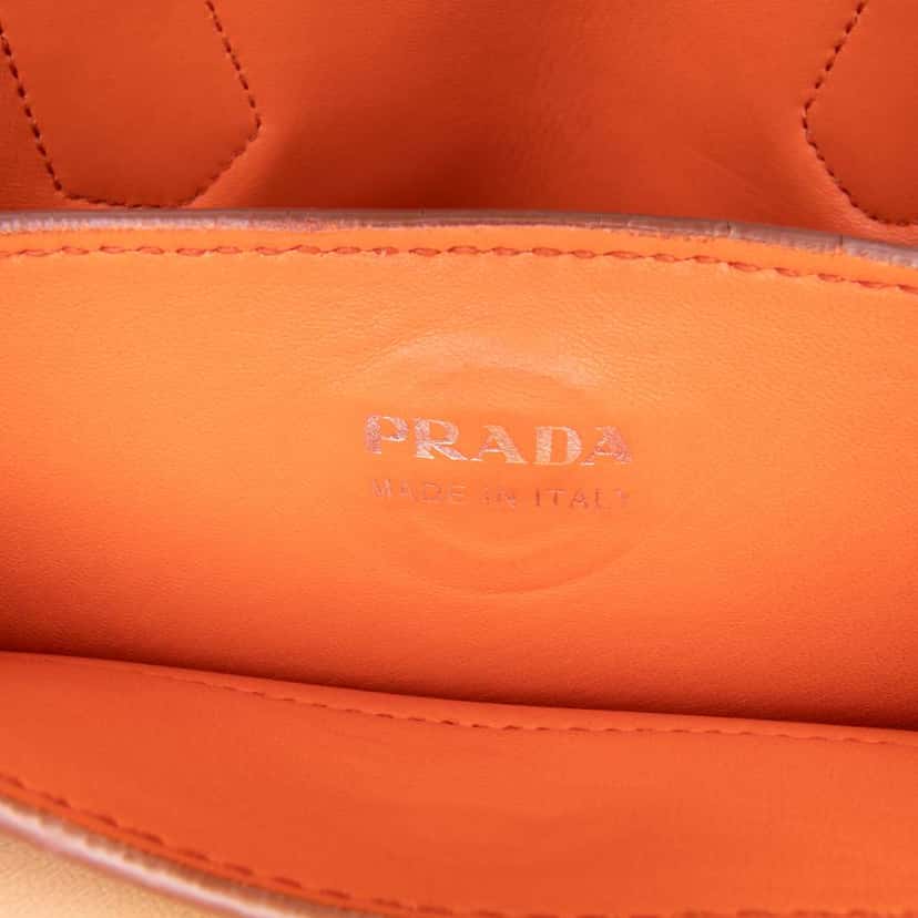 Prada Large City Calf Double Satchel Orange Leather Good condition - Box View