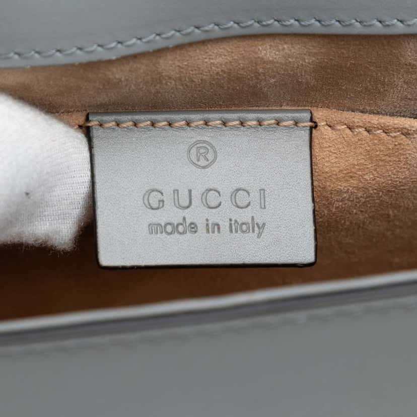 Gucci Mini Leather Web Sylvie Chain Crossbody Grey Leather Good condition - Box View