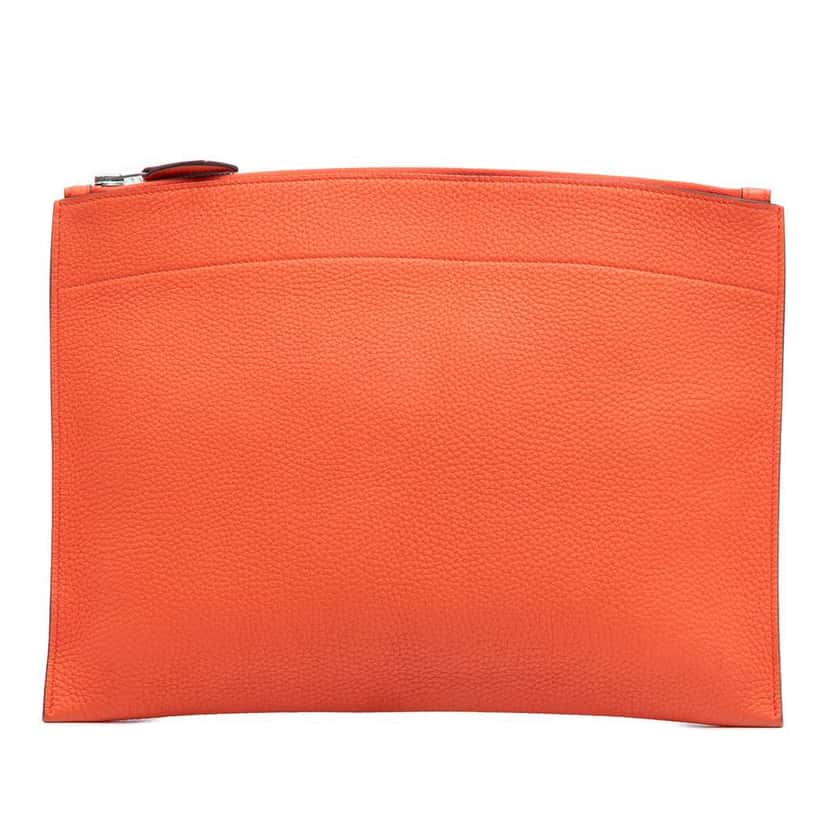 Hermès Medium Togo Bazar Pouch Orange Leather Good condition - Front View
