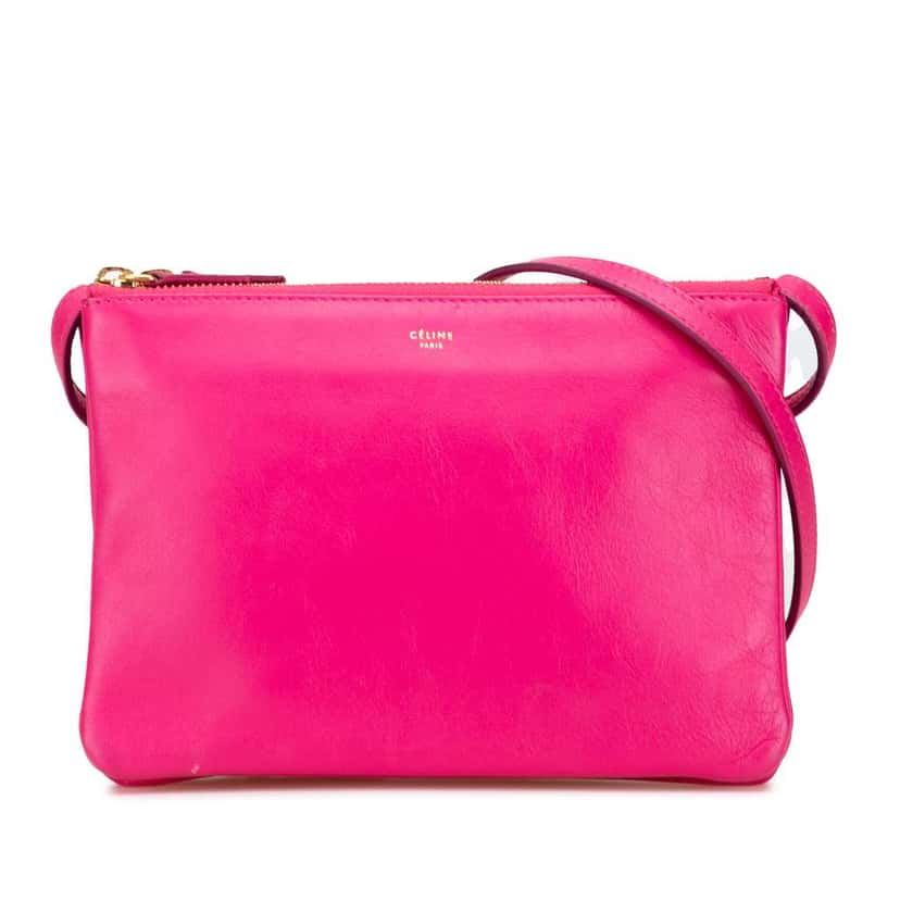 Celine Small Lambskin Trio Crossbody Pink Leather Good condition - Front View