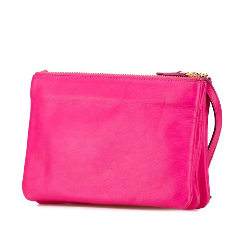 Celine Small Lambskin Trio Crossbody Pink Leather Good condition - Back View