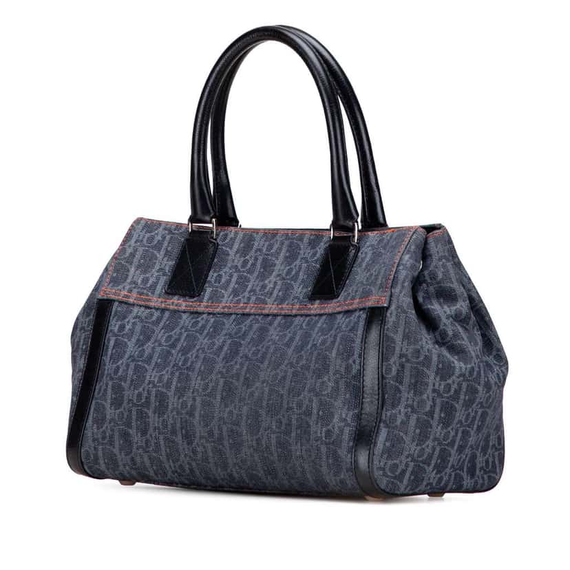 Dior Diorissimo Trotter Denim Flight Handle Bag Blue Denim Good condition - Back View