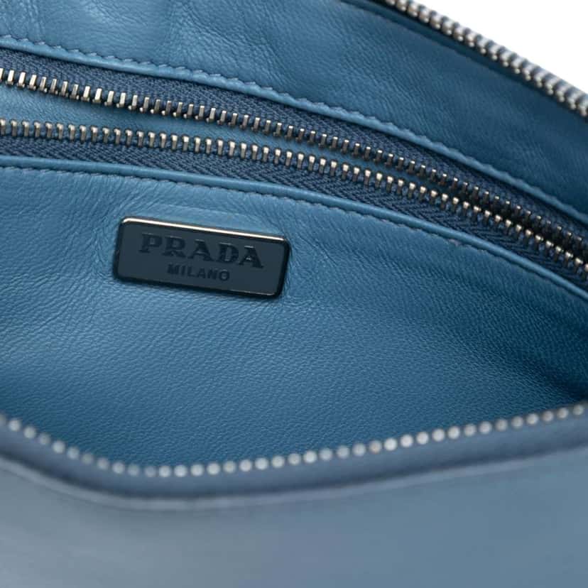 Prada Saffiano Lux Zip Clutch Blue Leather Good condition - Box View