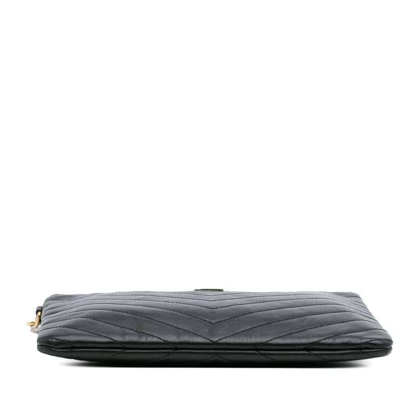 Saint Laurent Chevron Leather Monogram New Jolie Clutch Black Leather Good condition - Inside View