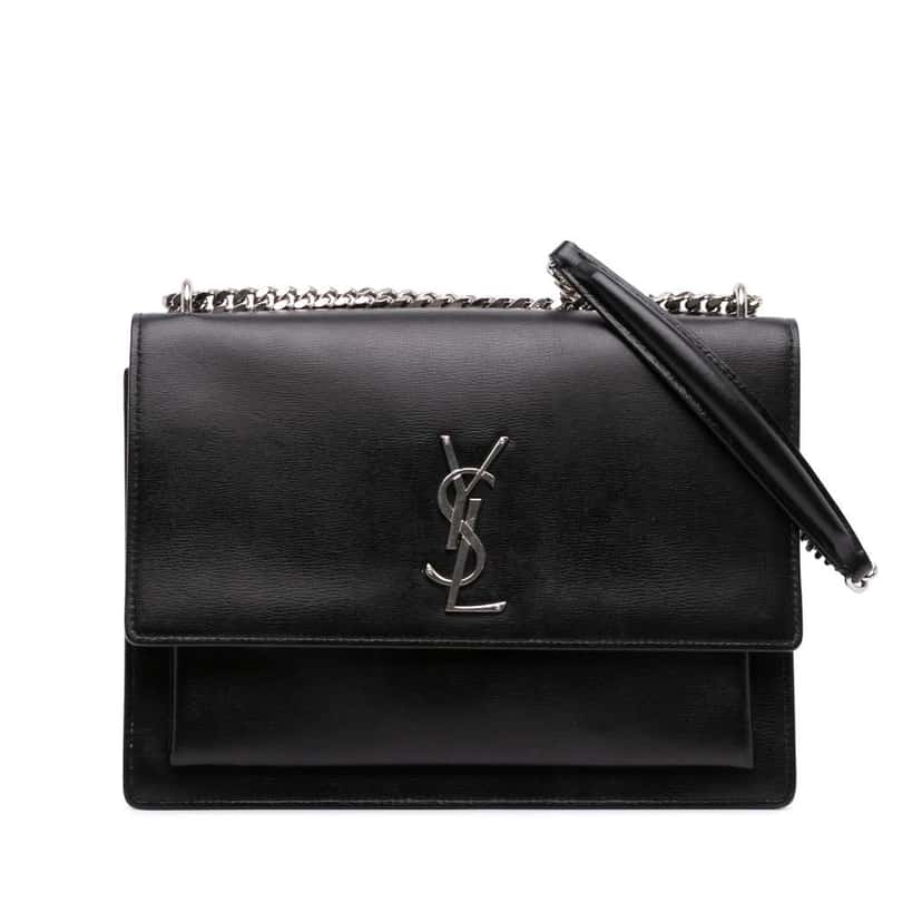 Saint Laurent Large Leather Monogram Sunset Crossbody Black Leather Good condition - Front View