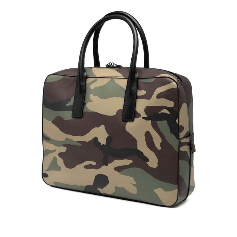 Saint Laurent Small Grain de Poudre Camouflage Museum Briefcase Brown Leather Good condition - Back View