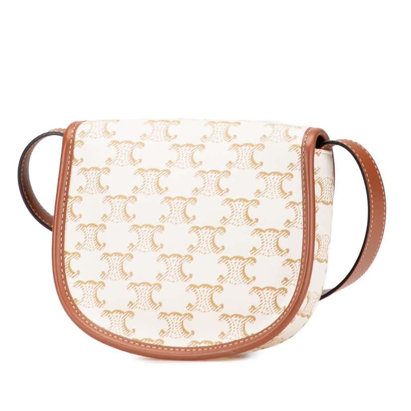 Celine Mini Triomphe Coated Canvas Besace Crossbody White Canvas Very good condition - Back View