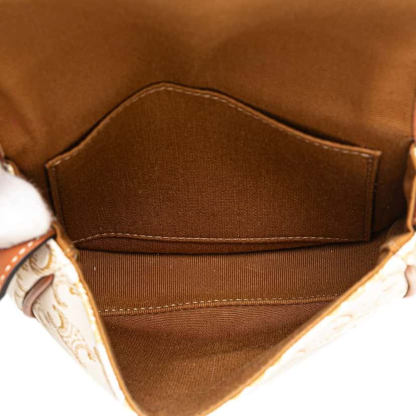 Celine Mini Triomphe Coated Canvas Besace Crossbody White Canvas Very good condition - Model View