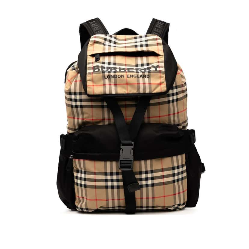 Burberry House Check Nylon Logo Print Wilfin Backpack Brown Good condition - Front View