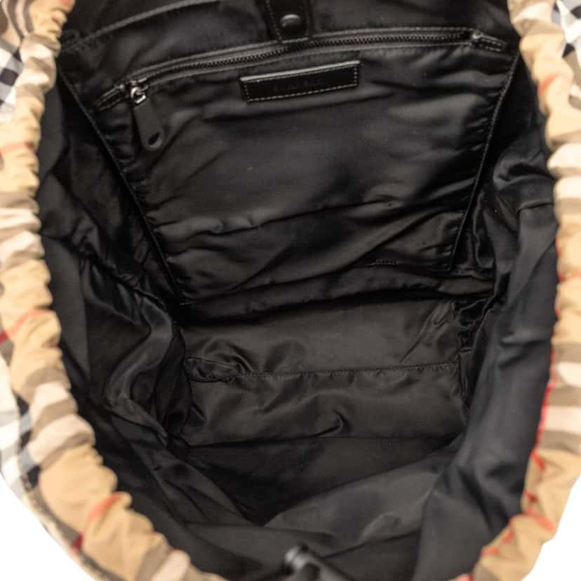 Burberry House Check Nylon Logo Print Wilfin Backpack Brown Good condition - Model View