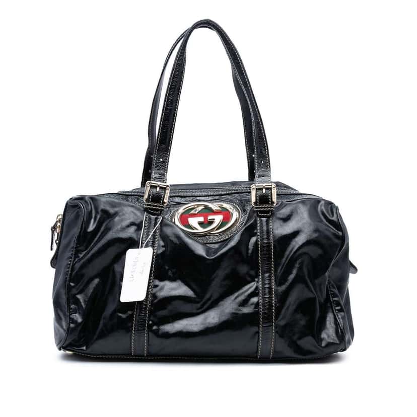 Gucci Coated Canvas Dialux Britt Boston Bag Black Canvas Good condition - Front View