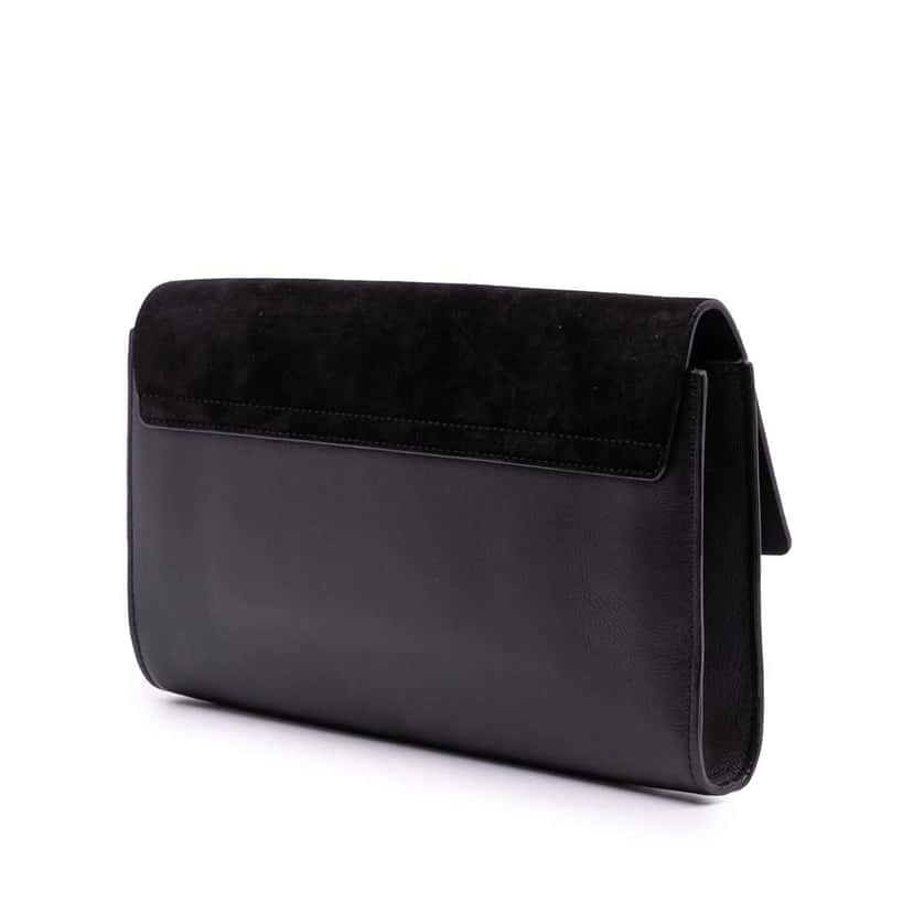 Chloé Calfskin and Suede Faye Clutch Black Leather Good condition - Back View