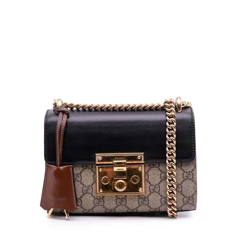 Gucci Small GG Supreme Padlock Crossbody Brown Canvas Good condition - Front View