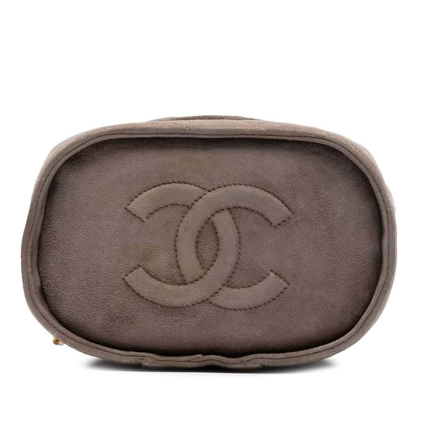 Chanel Quilted Suede Tassel Vanity Bag Brown Leather Good condition - Inside View