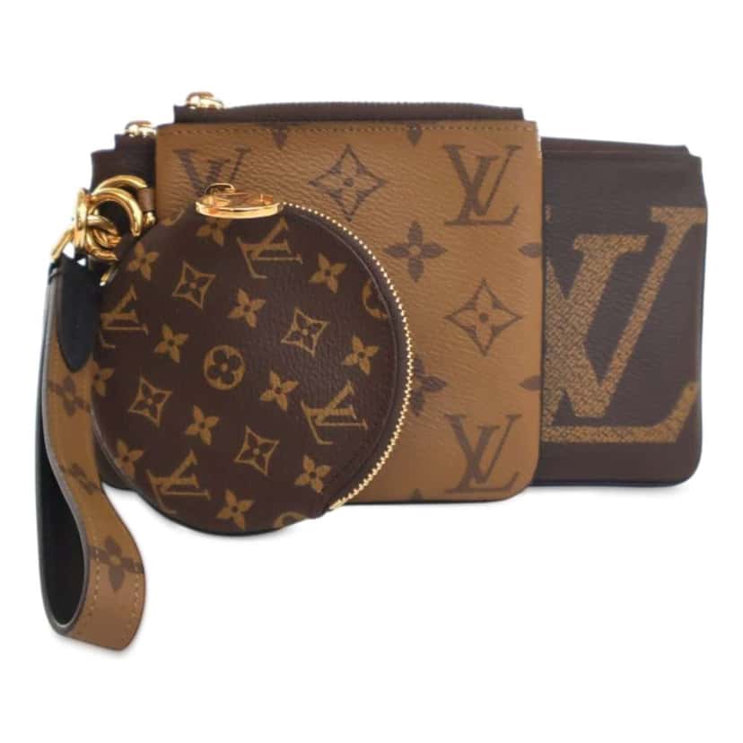 Louis Vuitton Monogram Reverse Giant Trio Pouch Brown Good condition - Front View