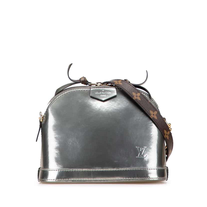 Louis Vuitton Vernis Miroir Mini Alma Silver Leather Good condition - Front View
