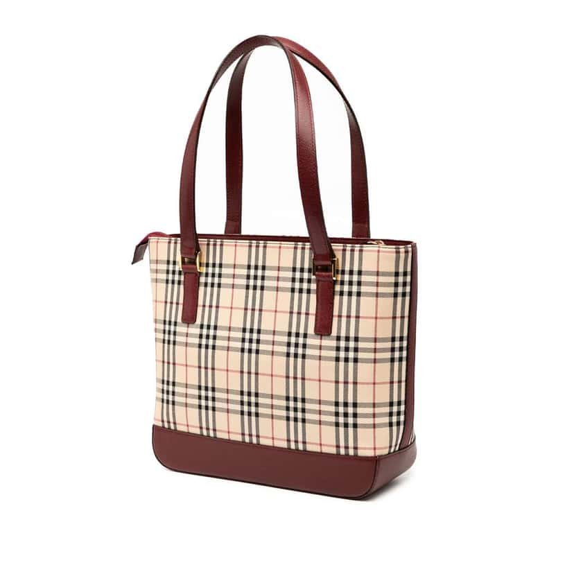 Burberry House Check Canvas Handbag Brown Canvas Good condition - Back View