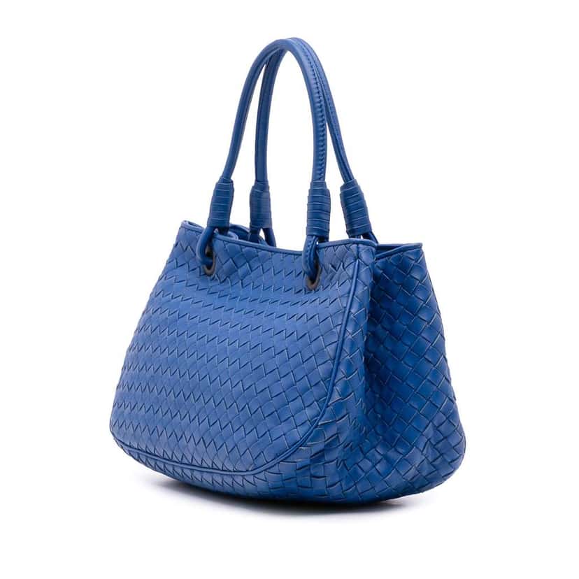 Bottega Veneta Small Nappa Intrecciato Tote Blue Leather Good condition - Back View