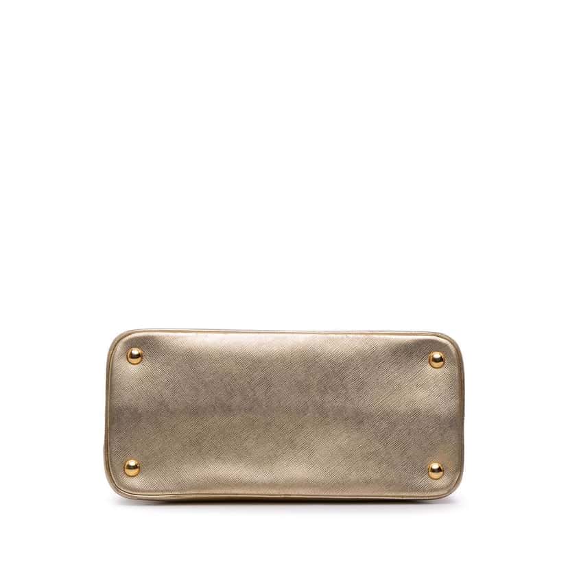 Prada Medium Saffiano Lux Open Promenade Satchel Gold Leather Good condition - Inside View