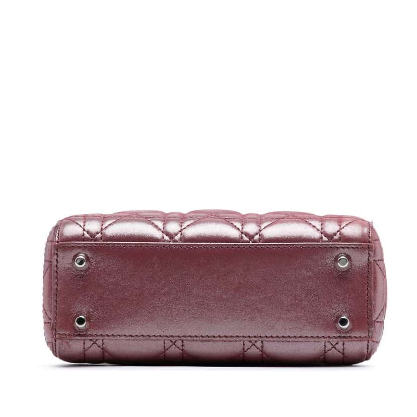 Dior Mini Iridescent Lambskin Cannage Lady Dior Pink Leather Good condition - Inside View