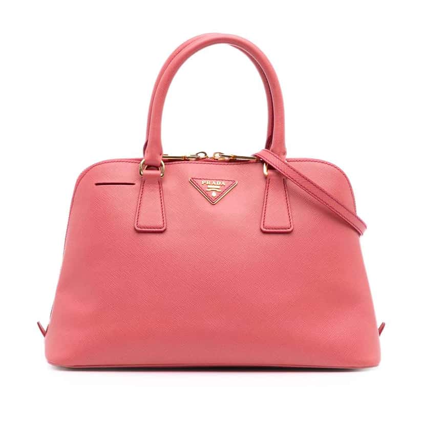 Prada Medium Saffiano Lux Promenade Satchel Pink Leather Good condition - Front View