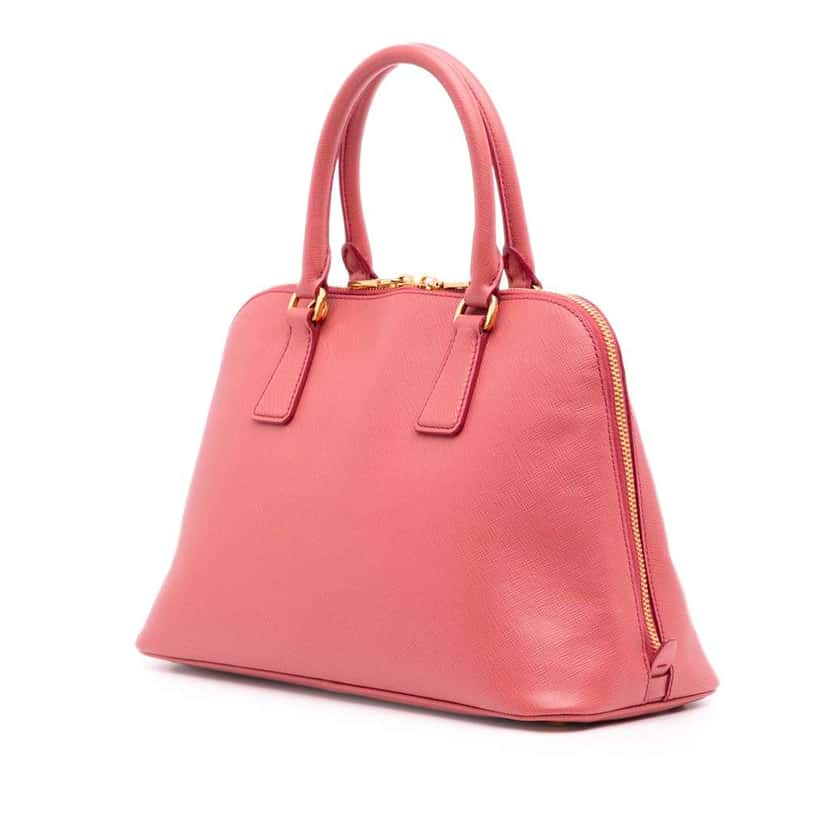 Prada Medium Saffiano Lux Promenade Satchel Pink Leather Good condition - Back View