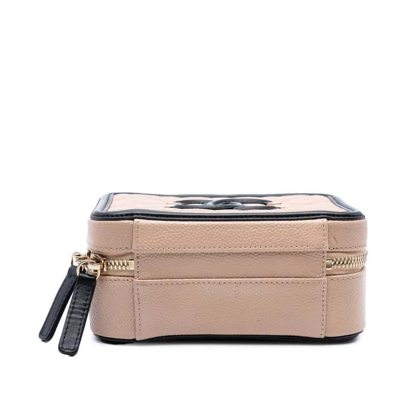 Chanel Small Caviar CC Filigree Vanity Case Brown Leather Good condition - Inside View