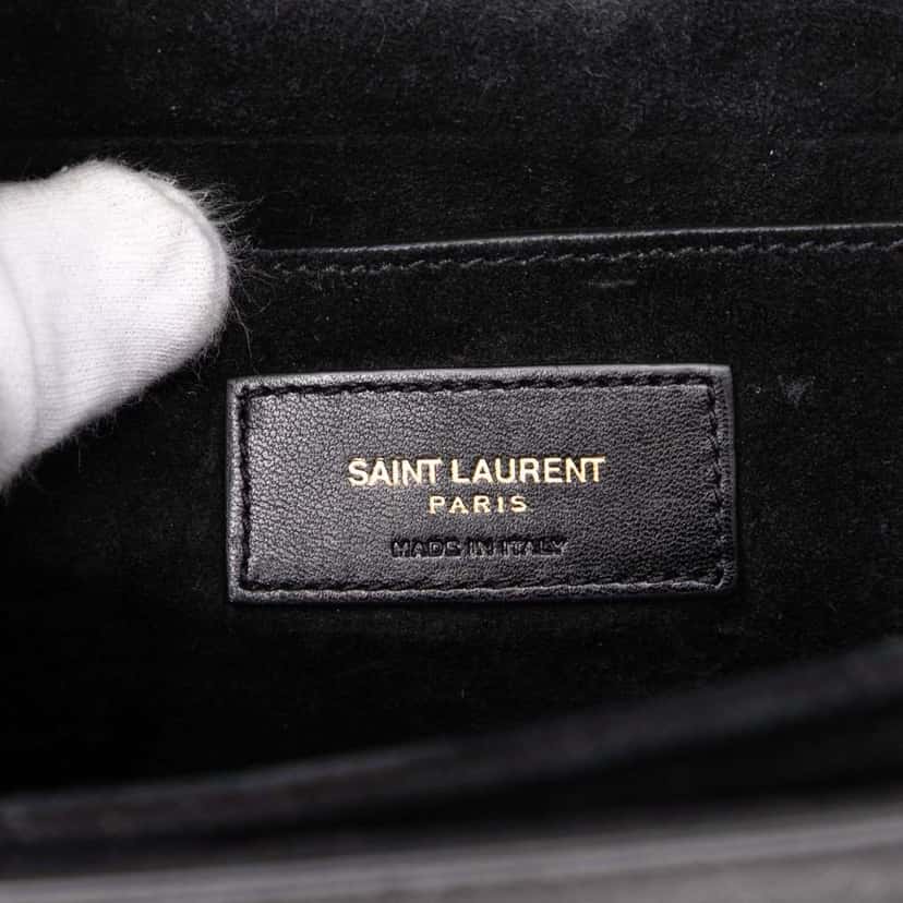 Saint Laurent Medium Calfskin and Suede Bellechasse Bag Black Leather Very good condition - Box View