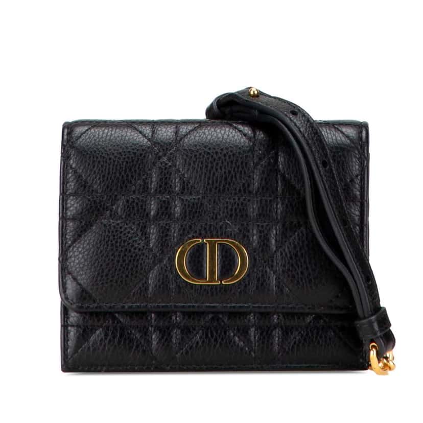 Dior Calfskin Cannage Caro Chain Belt Bag Black Leather Good condition - Front View