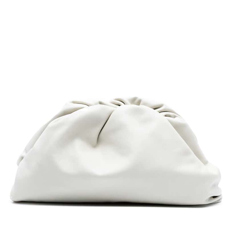 Bottega Veneta Lambskin The Pouch White Leather Good condition - Front View