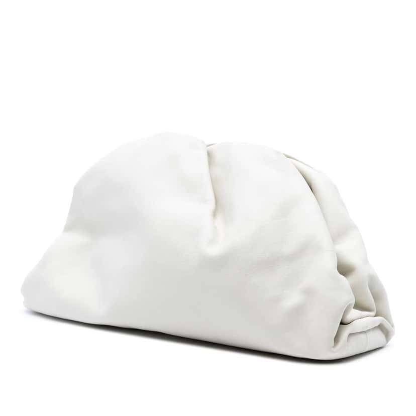 Bottega Veneta Lambskin The Pouch White Leather Good condition - Back View