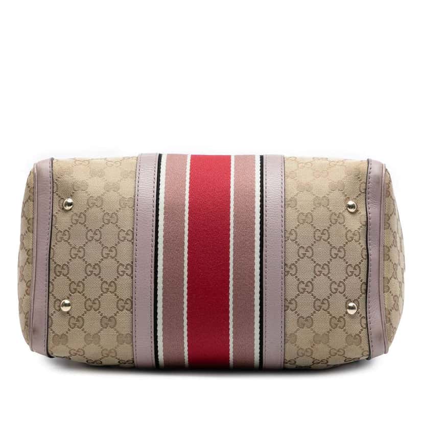 Gucci Medium GG Canvas Web Joy Boston Bag Brown Canvas Good condition - Inside View