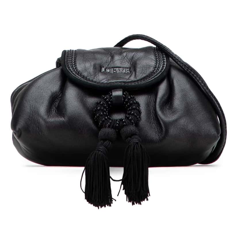 Loewe Nappa Leather Tassel Crossbody Black Leather Good condition - Front View