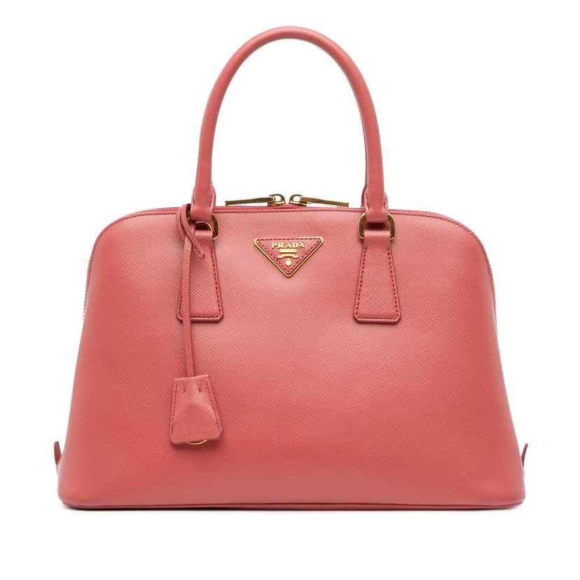 Prada Medium Saffiano Lux Promenade Satchel Pink Leather Good condition - Front View