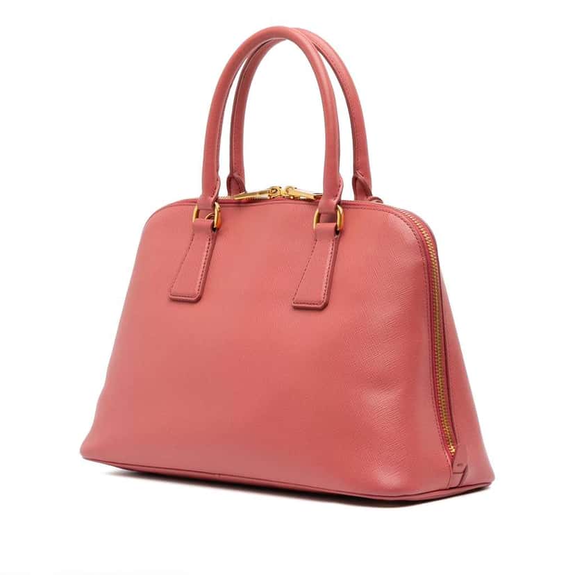 Prada Medium Saffiano Lux Promenade Satchel Pink Leather Good condition - Back View