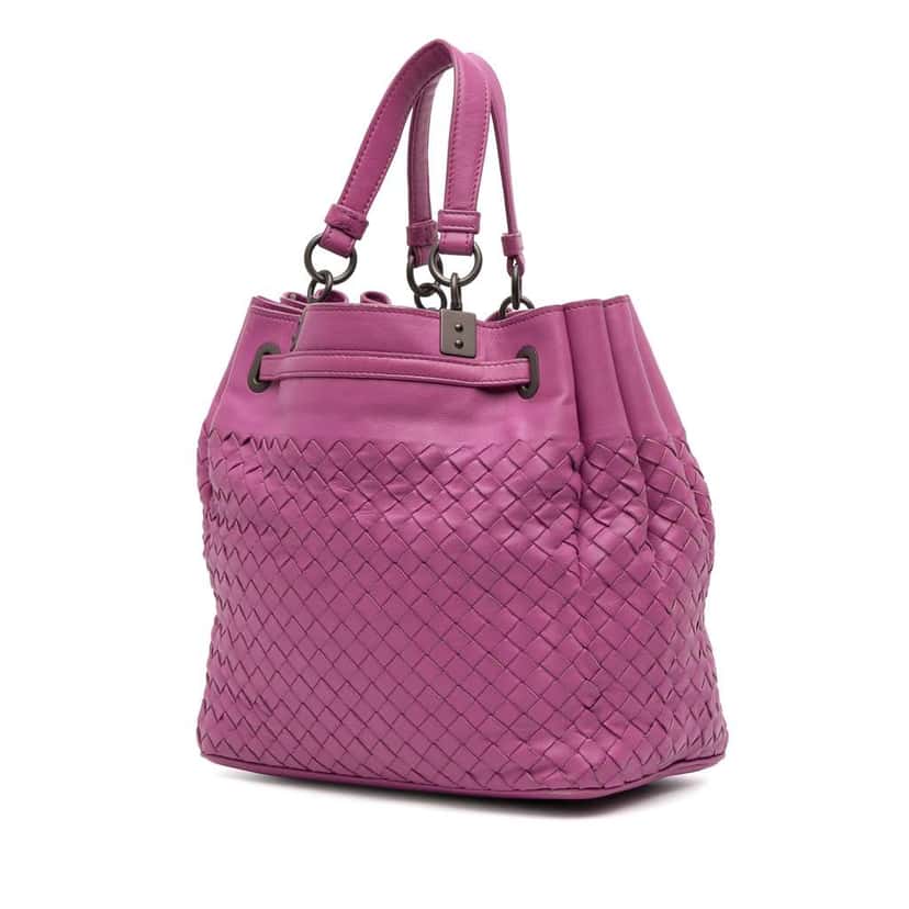 Bottega Veneta Nappa Intrecciato Bucket Bag Purple Leather Good condition - Back View