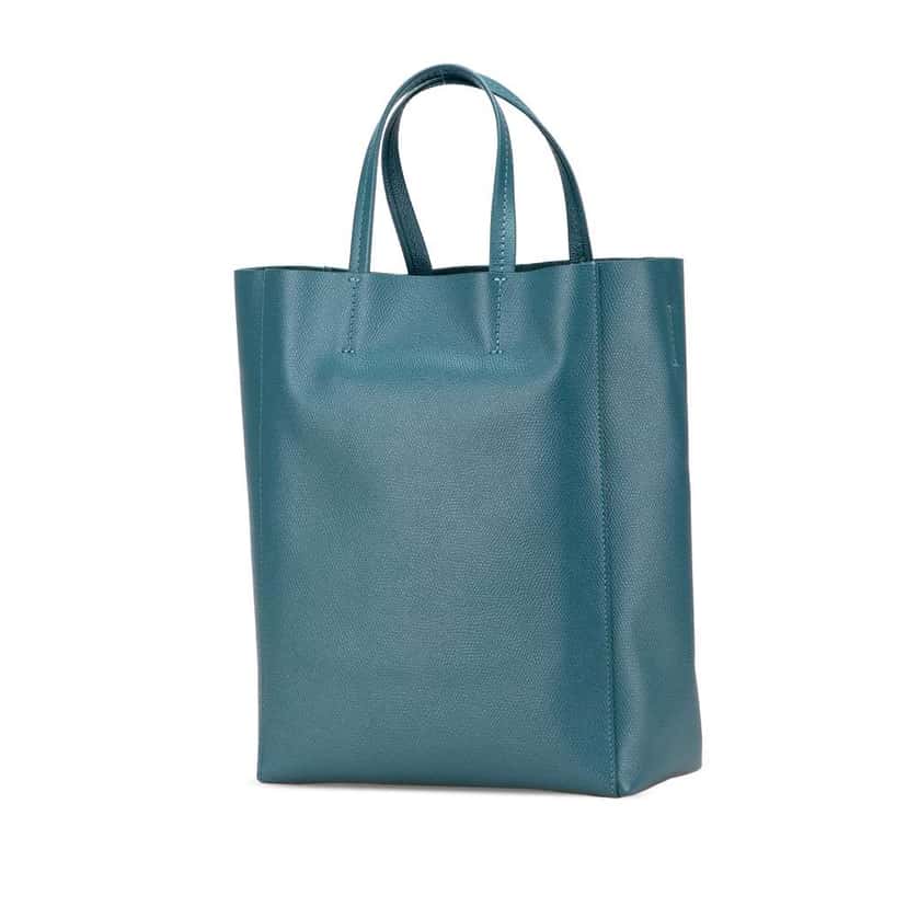 Celine Small Grained Calfskin Vertical Cabas Satchel Blue Leather Very good condition - Back View