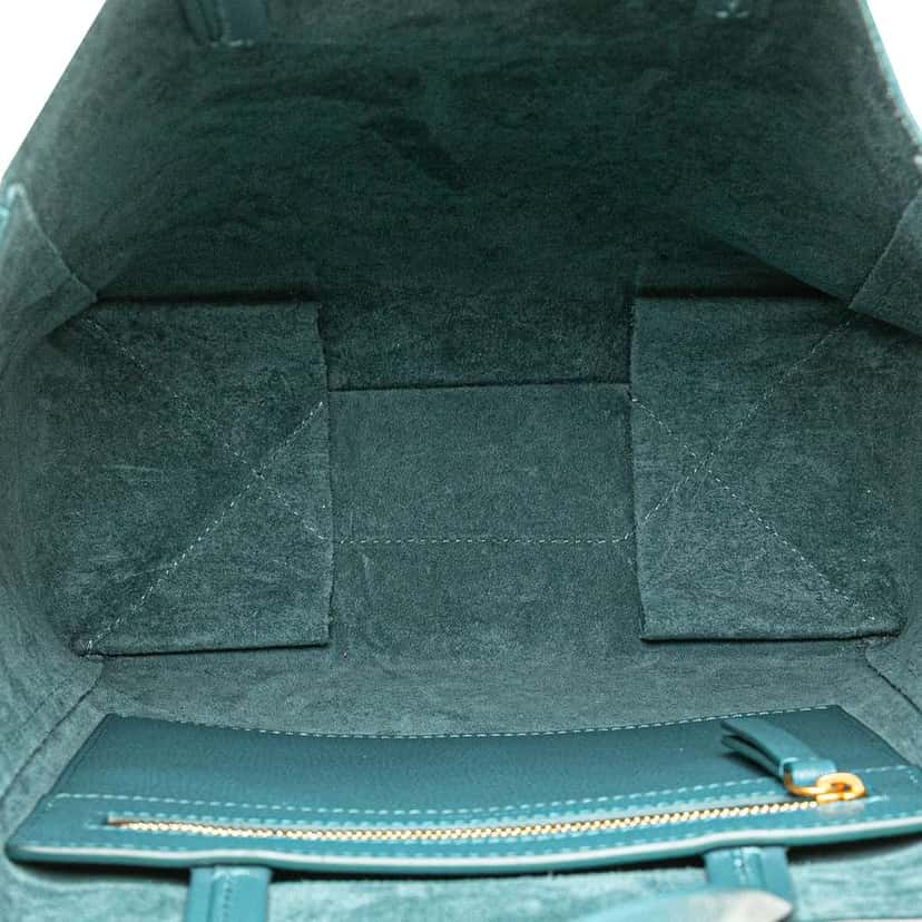 Celine Small Grained Calfskin Vertical Cabas Satchel Blue Leather Very good condition - Model View