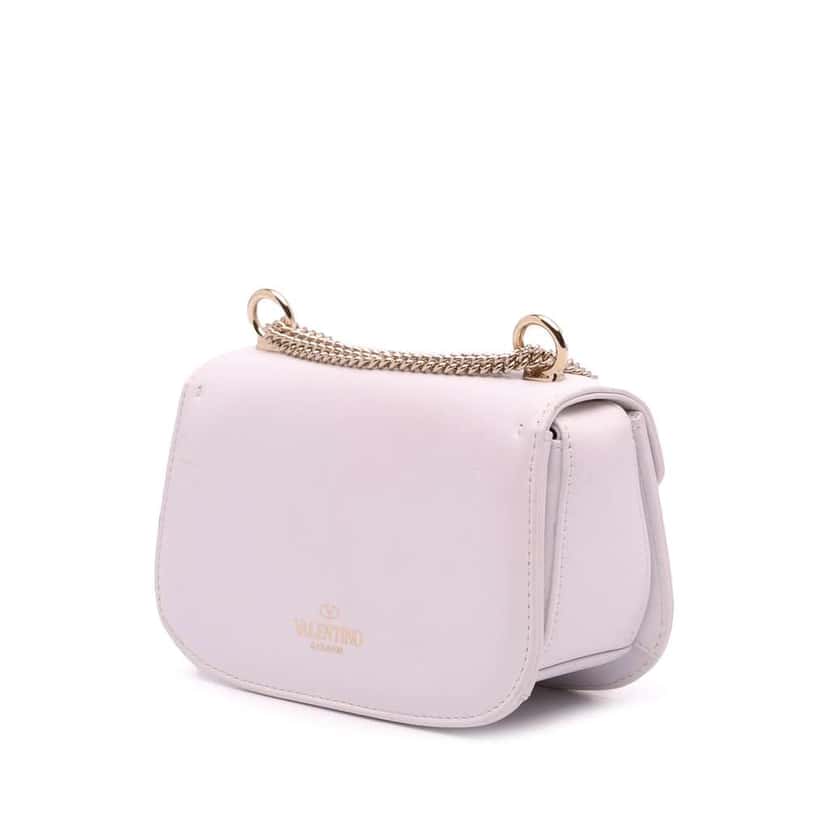 Valentino Small Leather VLTN Chain Crossbody White Leather Good condition - Back View