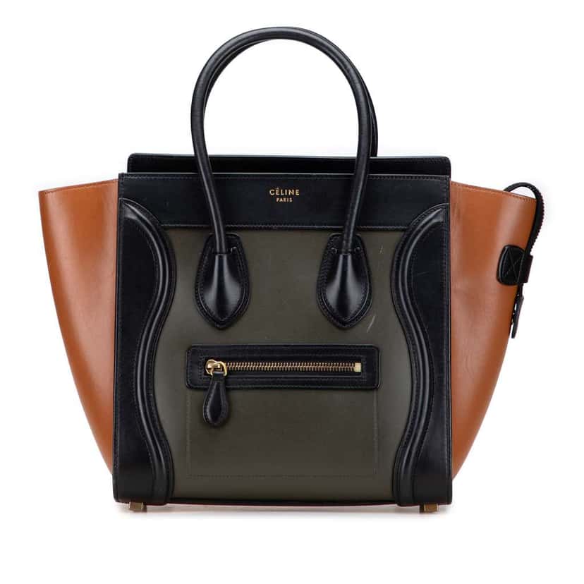 Celine Micro Tricolor Leather Luggage Tote Brown Leather Good condition - Front View