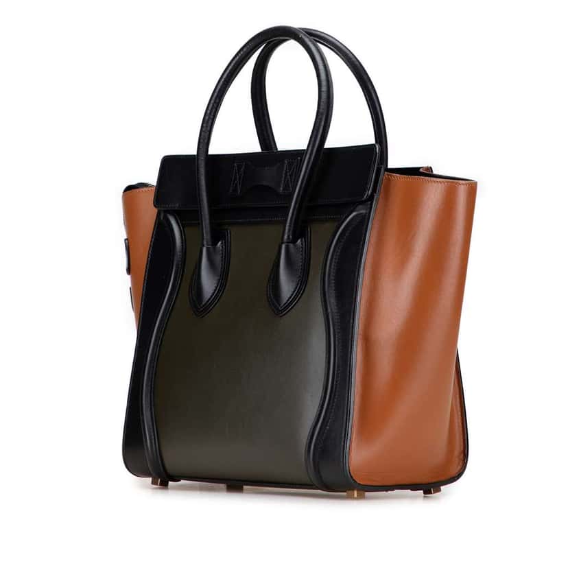 Celine Micro Tricolor Leather Luggage Tote Brown Leather Good condition - Back View