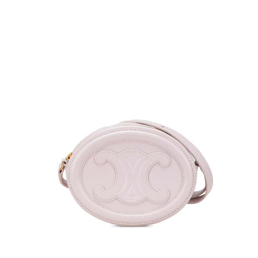 Celine Small Calfskin Cuir Triomphe Oval Crossbody Pink Leather Good condition - Front View