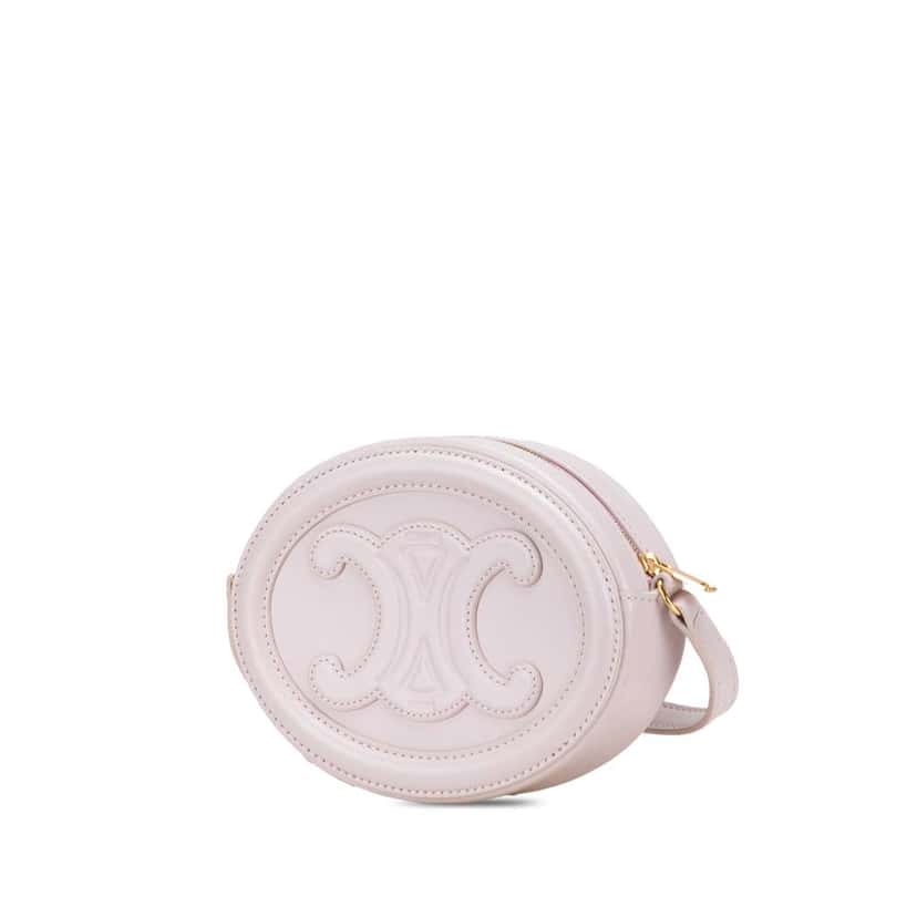 Celine Small Calfskin Cuir Triomphe Oval Crossbody Pink Leather Good condition - Back View